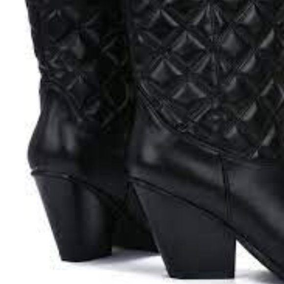 NWT CAPE ROBBIN BELASIMO QUILTED WESTERN POINTY TOE BLACK BOOTS 5.5, 6.5, 7.5 - Picture 3 of 13